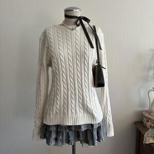 L.L.Bean white cable knit sweater